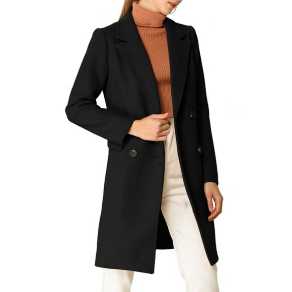 🅽🆆🆃 $86 Allegra K Women's Notch Lapel Double Breasted Belted Trenchcoat - Picture 5 of 9